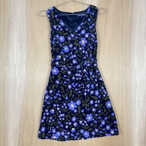 Princess Highway Dress Womens 6 Navy Floral Corduroy Belted Sleeveless A Line